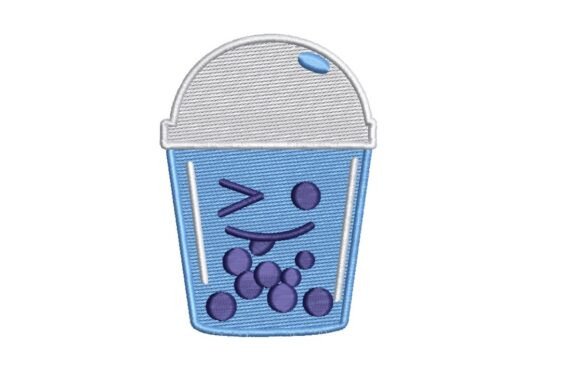 Kawaii Winking Blueberry Boba Tea Embroidery Review