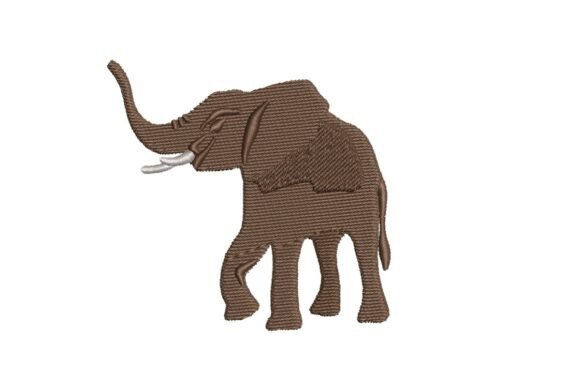 Walking Elephant with Raised Trunk Embroidery Design